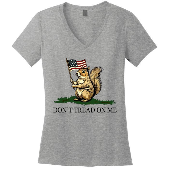 Dont Tread On Me Peanut The Squirrel Usa Flag Women's V-Neck T-Shirt