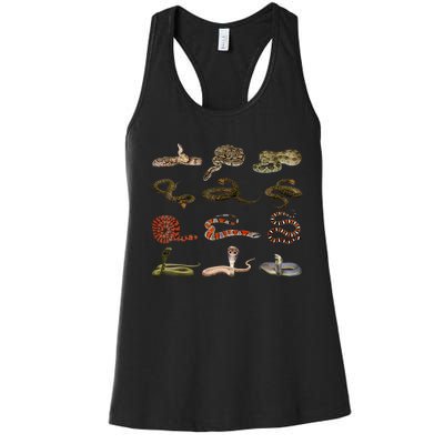 Different Types Of Snakes Boy Kids Girl Educational Serpent Women's Racerback Tank