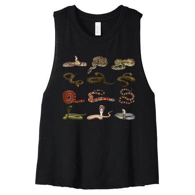 Different Types Of Snakes Boy Kids Girl Educational Serpent Women's Racerback Cropped Tank