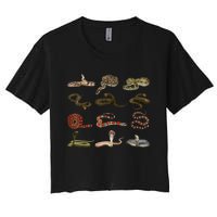 Different Types Of Snakes Boy Kids Girl Educational Serpent Women's Crop Top Tee