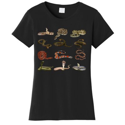 Different Types Of Snakes Boy Kids Girl Educational Serpent Women's T-Shirt