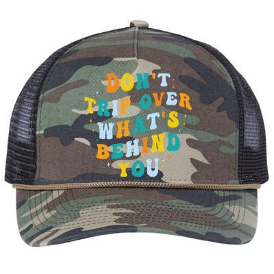 Don't Trip Over What's Behind You Psychedelic Trippy Retro Retro Rope Trucker Hat Cap