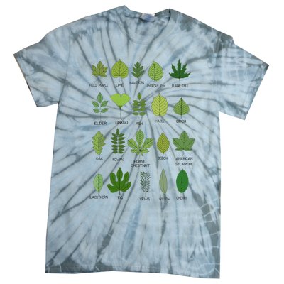 Different Types of Tree Leaves Common Leaves Nature Lovers Tie-Dye T-Shirt