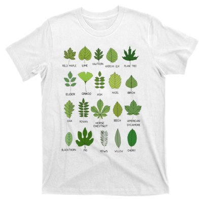 Different Types of Tree Leaves Common Leaves Nature Lovers T-Shirt