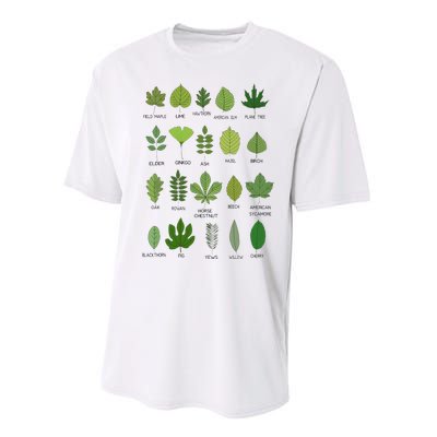 Different Types of Tree Leaves Common Leaves Nature Lovers Performance Sprint T-Shirt