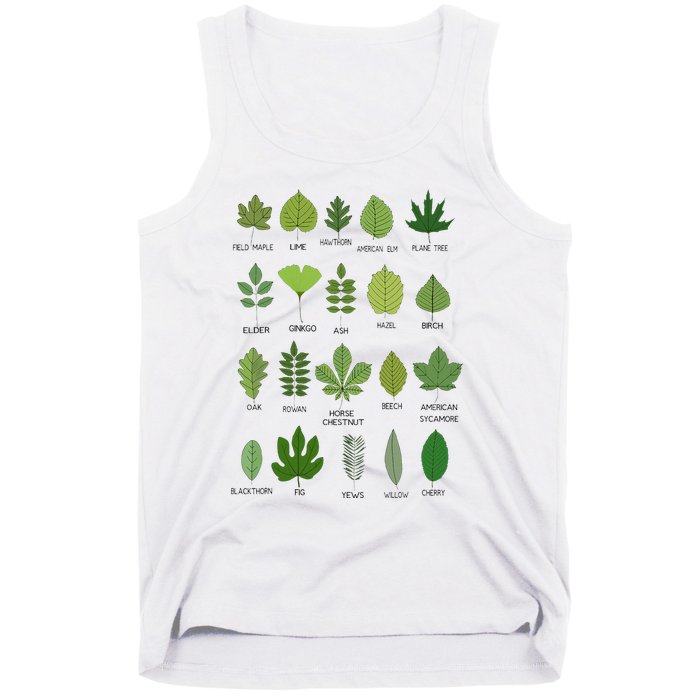 Different Types of Tree Leaves Common Leaves Nature Lovers Tank Top