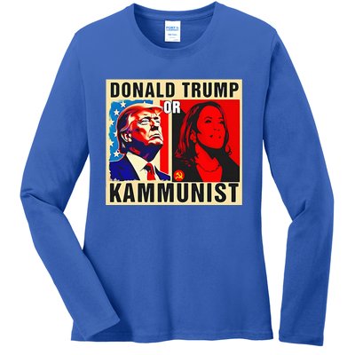 Donald Trump Or Kammunist 2024 President Election Kamala Ladies Long Sleeve Shirt