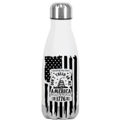 Dont Tread On Me Land Of The Free Because Of The Brave America 1776 Stainless Steel Insulated Water Bottle