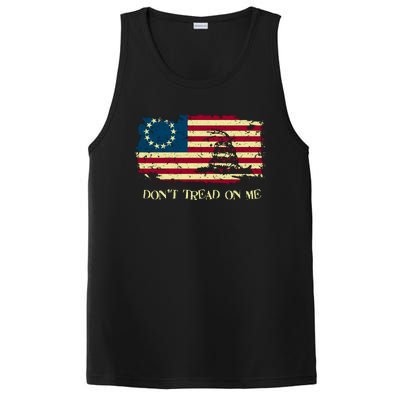 DONT TREAD ON ME Vintage USA American Flag Distressed PosiCharge Competitor Tank