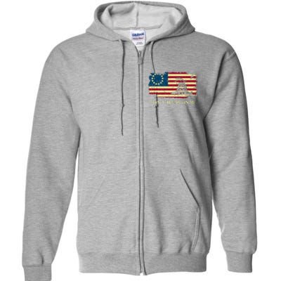 DONT TREAD ON ME Vintage USA American Flag Distressed Full Zip Hoodie