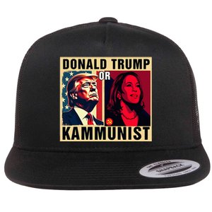 Donald Trump Or Kammunist 2024 President Election Flat Bill Trucker Hat