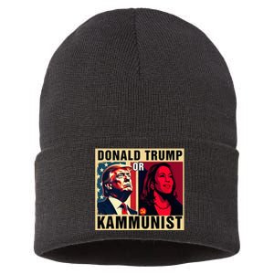 Donald Trump Or Kammunist 2024 President Election Sustainable Knit Beanie