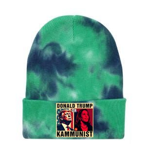 Donald Trump Or Kammunist 2024 President Election Tie Dye 12in Knit Beanie