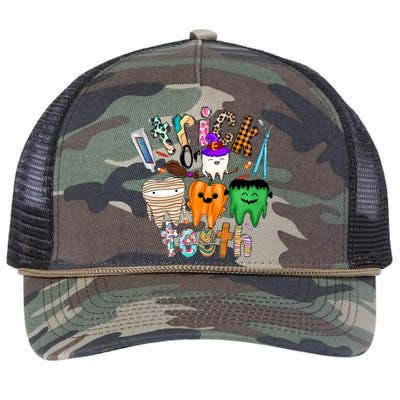 Dentist Trick Or Teeth Halloween Monster Dental Life Western Gift Retro Rope Trucker Hat Cap