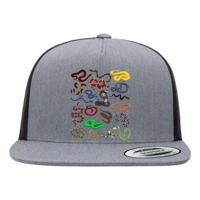 Different Types of Snakes Snake funny  Flat Bill Trucker Hat