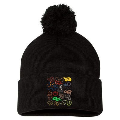 Different Types of Snakes Snake funny  Pom Pom 12in Knit Beanie