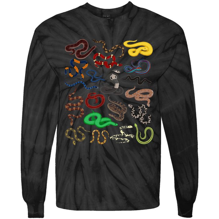 Different Types of Snakes Snake funny  Tie-Dye Long Sleeve Shirt