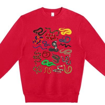 Different Types of Snakes Snake funny  Premium Crewneck Sweatshirt