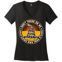 Dont Tread On Me Gadsden Flag Women's V-Neck T-Shirt