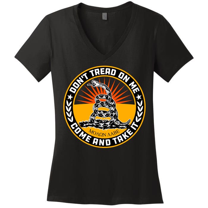 Dont Tread On Me Gadsden Flag Women's V-Neck T-Shirt