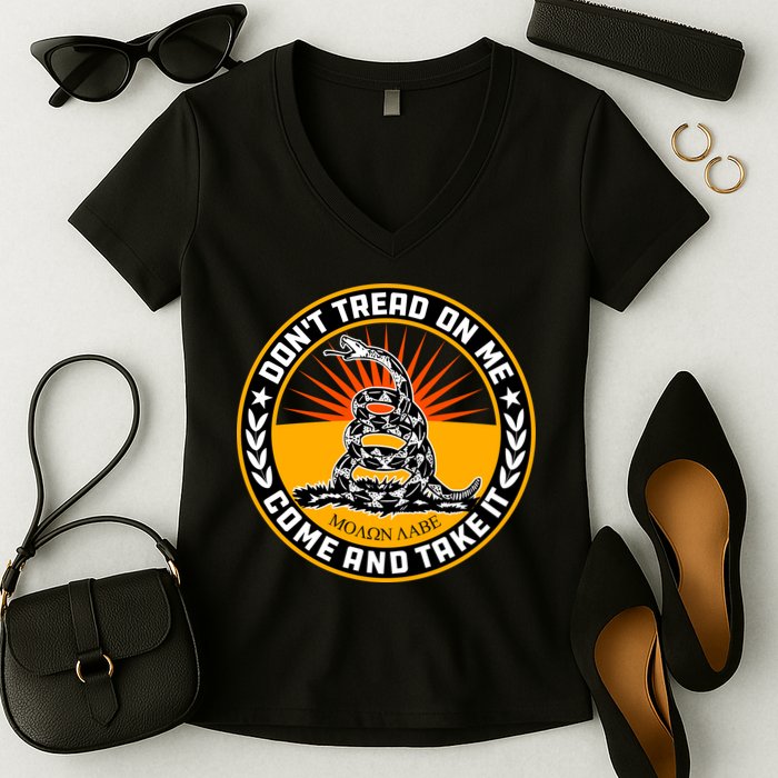 Dont Tread On Me Gadsden Flag Women's V-Neck T-Shirt