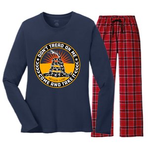 Dont Tread On Me Gadsden Flag Women's Long Sleeve Flannel Pajama Set 