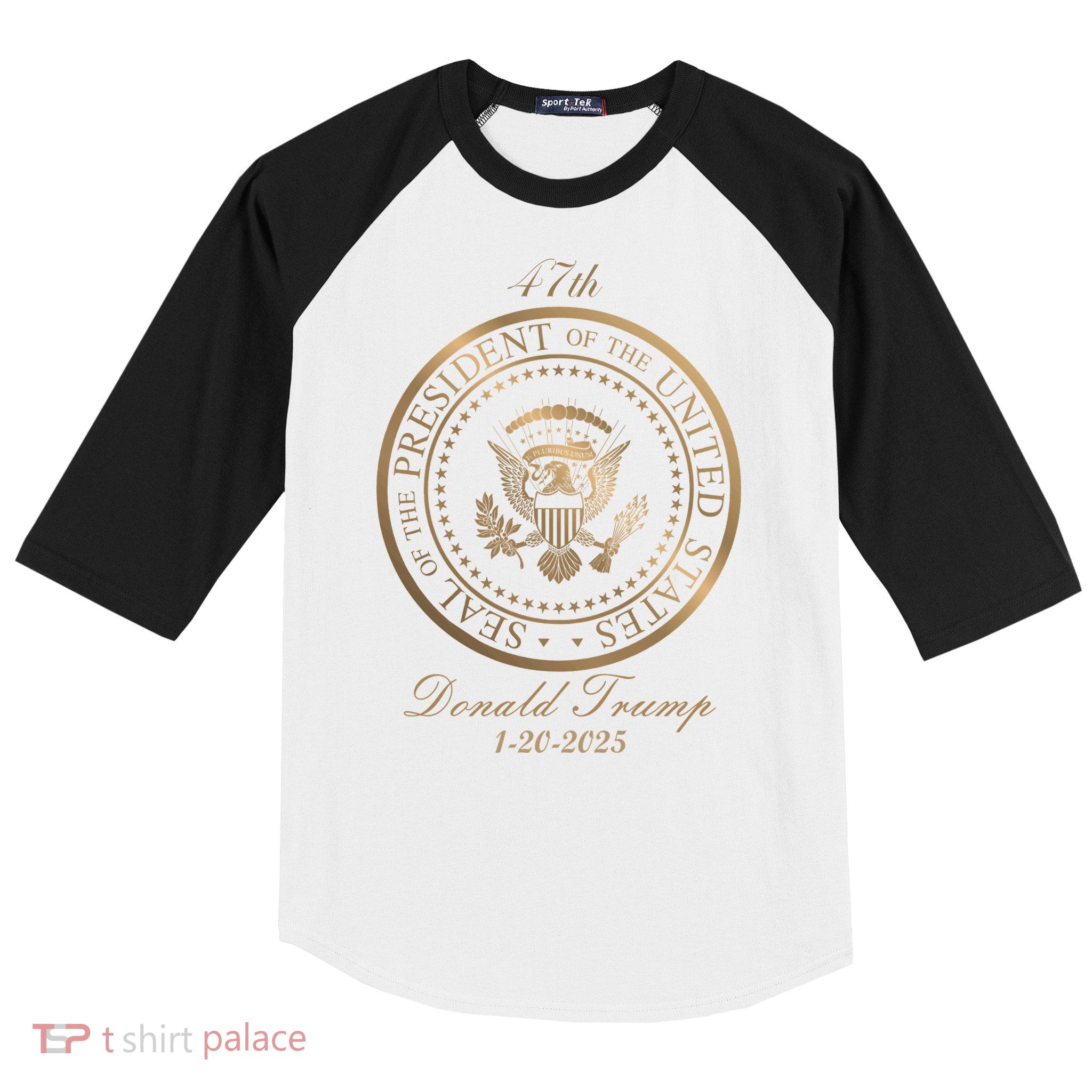 Donald Trump Official Gold Seal 47th President Baseball Sleeve Shirt