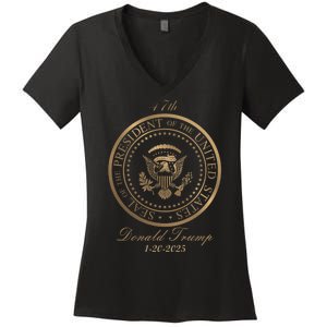 Donald Trump Official Gold Seal 47th President Women's V-Neck T-Shirt