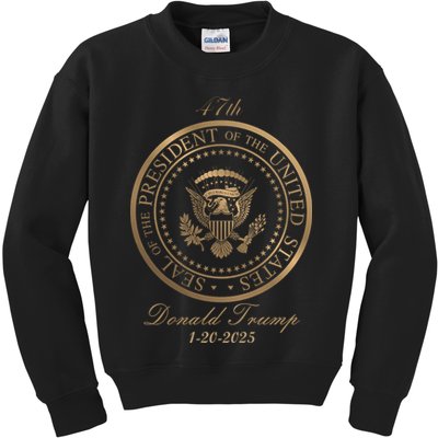 Donald Trump Official Gold Seal 47th President Kids Sweatshirt