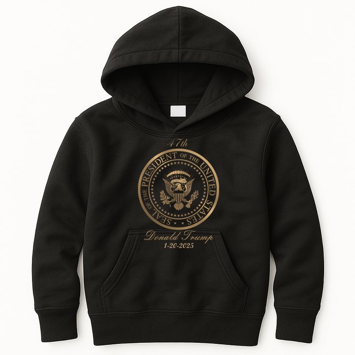 Donald Trump Official Gold Seal 47th President Kids Hoodie