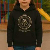 Donald Trump Official Gold Seal 47th President Kids Hoodie