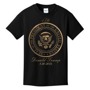 Donald Trump Official Gold Seal 47th President Kids T-Shirt