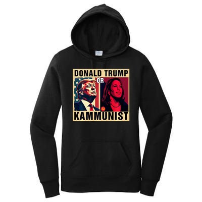 Donald Trump Or Kammunist 2024 President Election Women's Pullover Hoodie