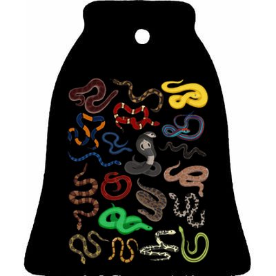 Different Types of Snakes Snake Collage Ceramic Bell Ornament