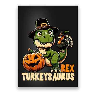 Dinosaur Thanksgiving Outfit Fall Kids Turkey Poster