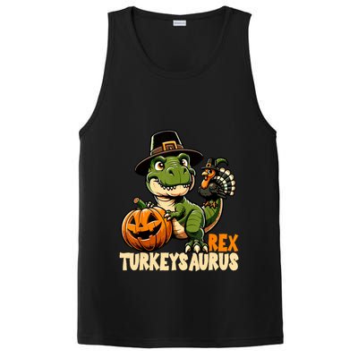 Dinosaur Thanksgiving Outfit Fall Kids Turkey PosiCharge Competitor Tank