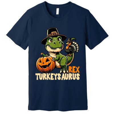 Dinosaur Thanksgiving Outfit Fall Kids Turkey Premium T-Shirt