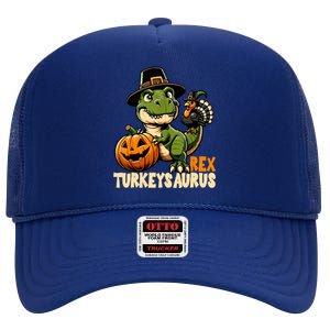 Dinosaur Thanksgiving Outfit Fall Kids Turkey High Crown Mesh Back Trucker Hat