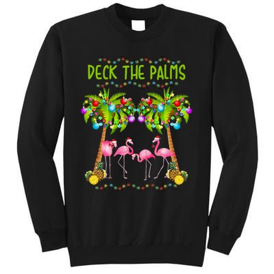 Deck The Palms Merry Flamingo Christmas Funny Sweatshirt