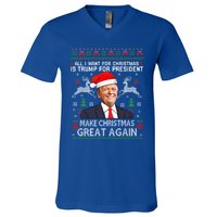 Donald Trump President Make Christmas Great Again Xmas Ugly Gift V-Neck T-Shirt