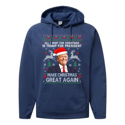 Donald Trump President Make Christmas Great Again Xmas Ugly Gift Performance Fleece Hoodie