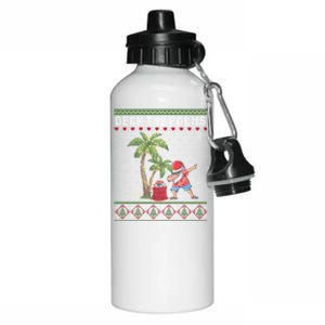 Deck The Palm Tree Lights Tropical Hawaii Family Christmas Funny Gift Aluminum Water Bottle 