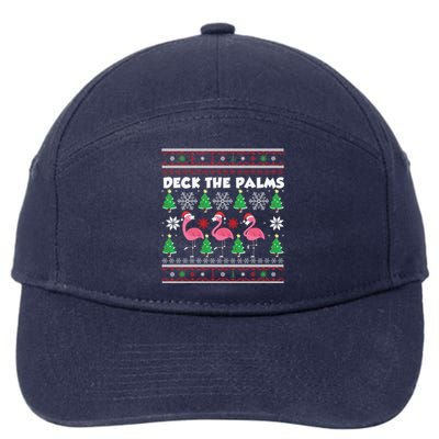 Deck The Palms Merry Flamingo Christmas Gift 7-Panel Snapback Hat