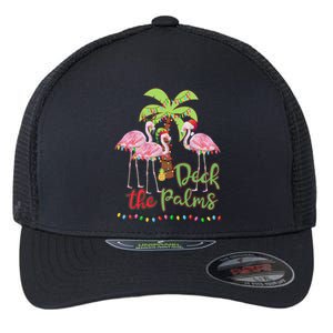 Deck The Palms Flamingo Christmas Vacation Family Great Gift Flexfit Unipanel Trucker Cap