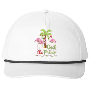 Deck The Palms Flamingo Christmas Vacation Family Great Gift Snapback Five-Panel Rope Hat