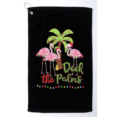 Deck The Palms Flamingo Christmas Vacation Family Great Gift Platinum Collection Golf Towel