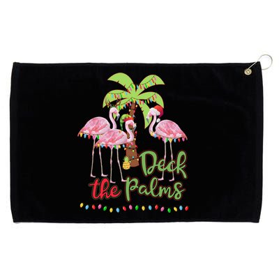 Deck The Palms Flamingo Christmas Vacation Family Great Gift Grommeted Golf Towel