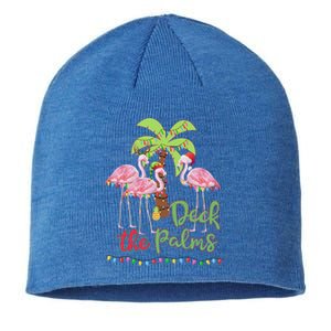 Deck The Palms Flamingo Christmas Vacation Family Great Gift Sustainable Beanie