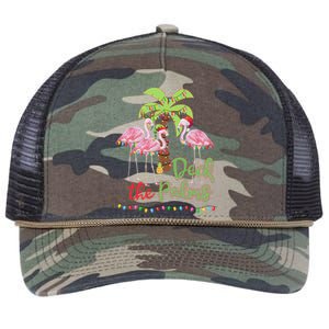 Deck The Palms Flamingo Christmas Vacation Family Great Gift Retro Rope Trucker Hat Cap