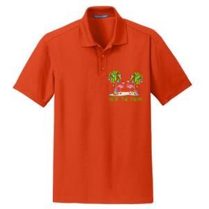 Deck The Palms Merry Flamingo Christmas Holiday Xmas Lights Funny Gift Dry Zone Grid Polo